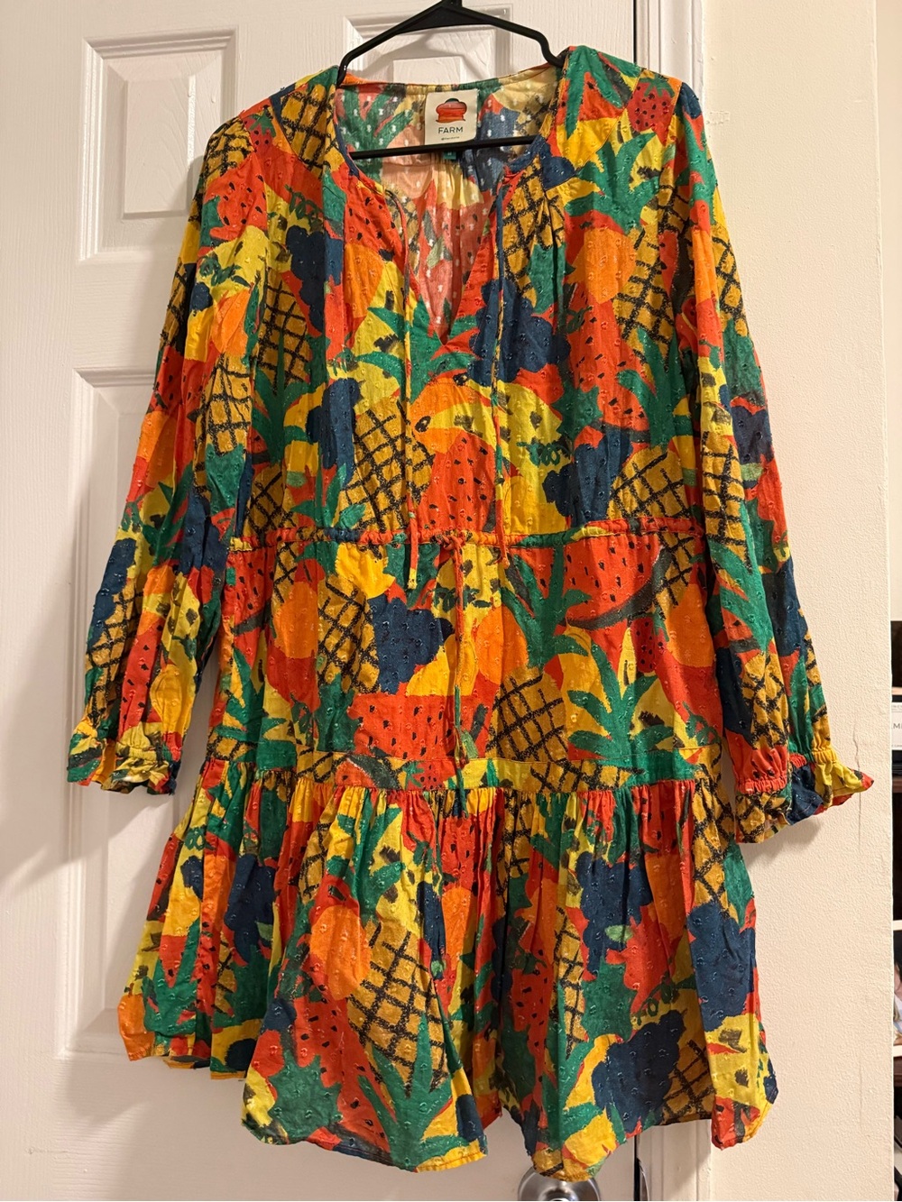 Farm Rio Tropical Pineapple Print Tiered Mini Dress - Multi